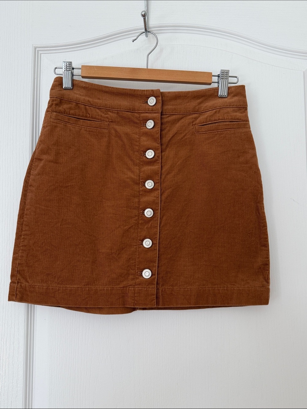 Aritzia Brown Button-Front Corduroy Mini Skirt